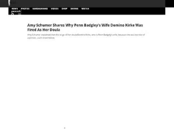 Amy Schumer Shares Why Penn Badgley's Wife Domino Kirke Was Fired As Her Doula