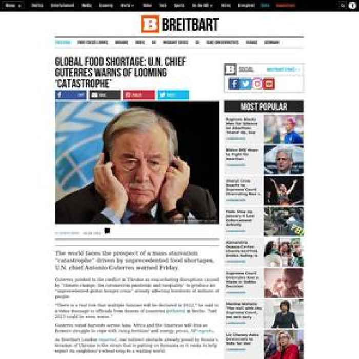 Global Food Shortage: U.N. Chief Guterres Warns of Looming ‘Catastrophe’