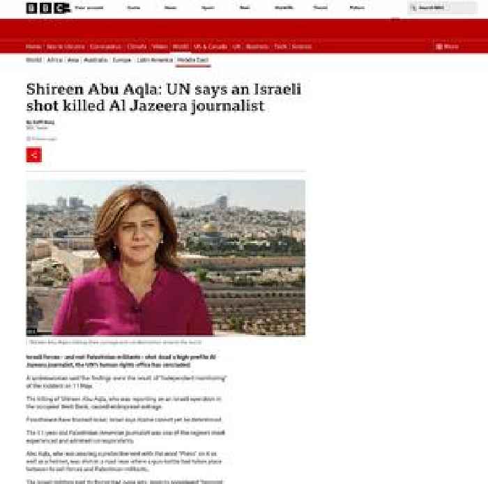 Shireen Abu Aqla: UN says an Israeli shot killed Al Jazeera journalist