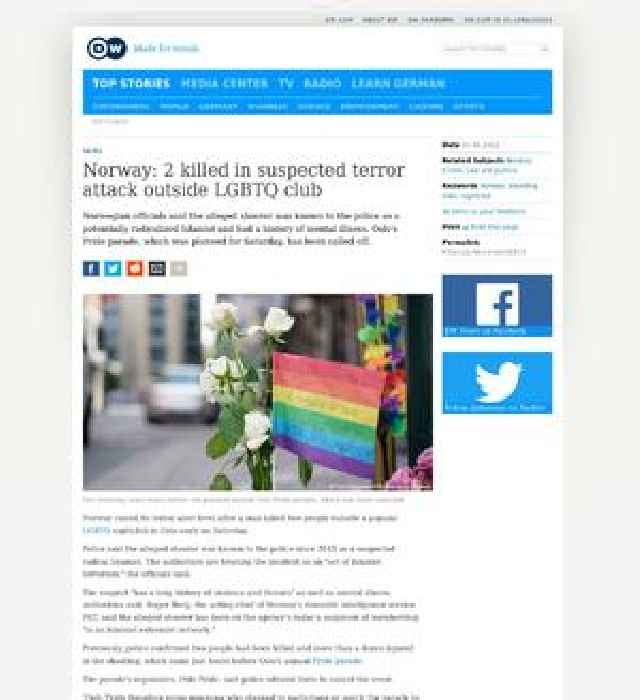 Norway: Shooting at Oslo LGBTQ nightclub leaves two dead, several injured