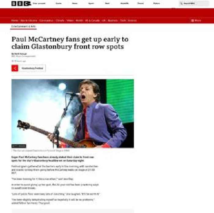 Paul McCartney fans gather early at the Pyramid Stage