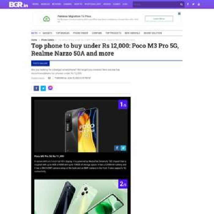 Top phone to buy under Rs 12,000: Poco M3 Pro 5G, Realme Narzo 50A and more