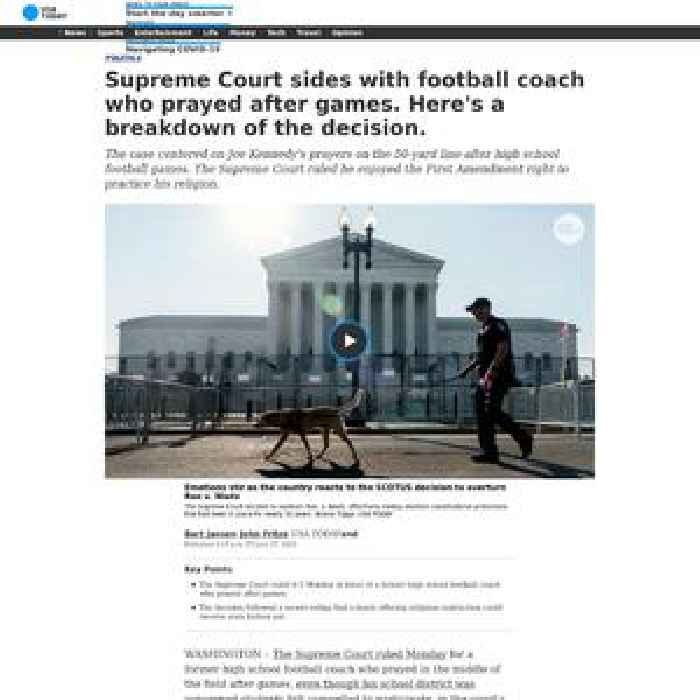 Supreme Court sides with football coach who prayed after games. Here's a breakdown of the decision.
