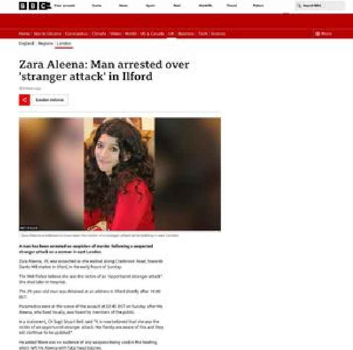 Ilford: Woman killed in stranger attack named as Zara Aleena, 36