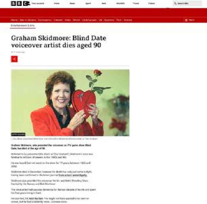 Graham Skidmore: Blind Date voiceover dies aged 90