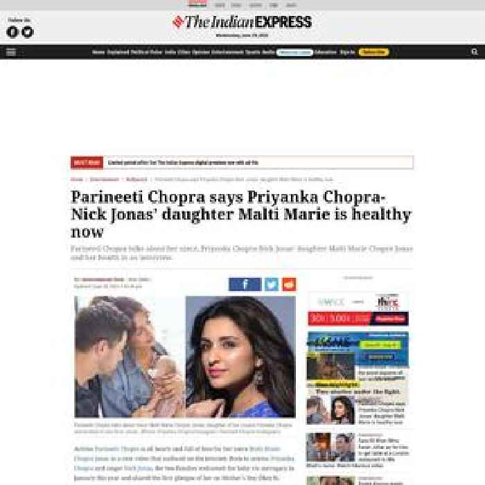 Parineeti Chopra calls Priyanka Chopra-Nick Jonas’ daughter Malti Marie ‘the most beautiful baby in the world’, says she is healthy now
