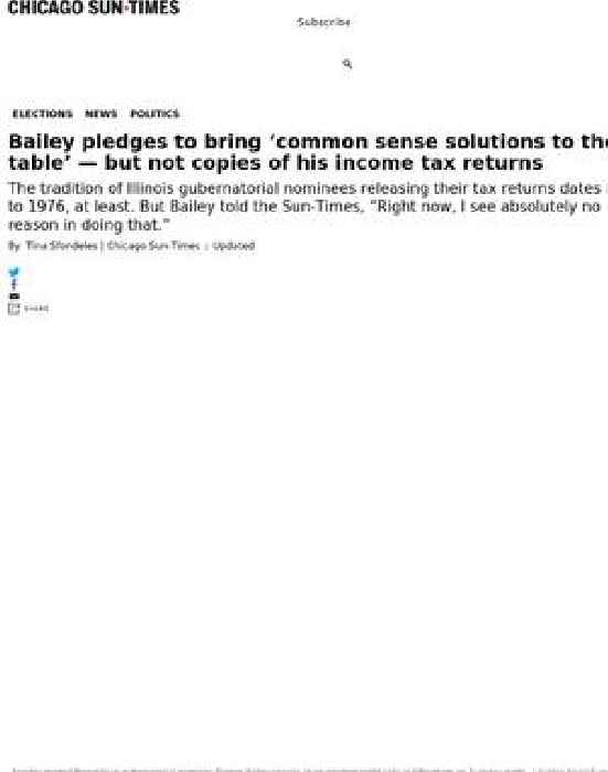 Republican Darren Bailey won’t release copies of his income tax returns