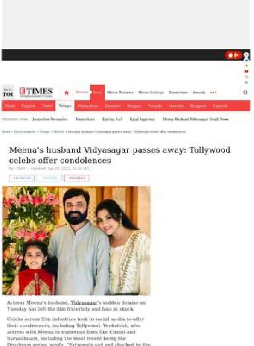 Tollywood celebs offer condolences to Meena