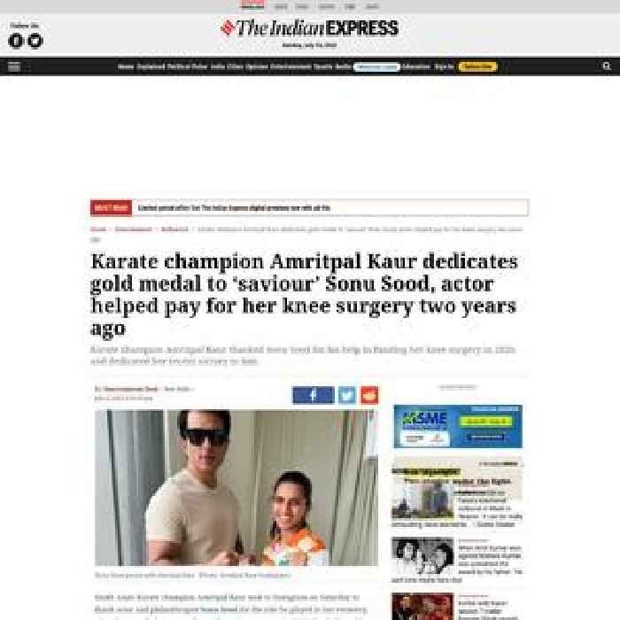 Karate champion Amritpal Kaur dedicates gold medal to ‘saviour’ Sonu Sood, actor helped pay for her knee surgery two years ago