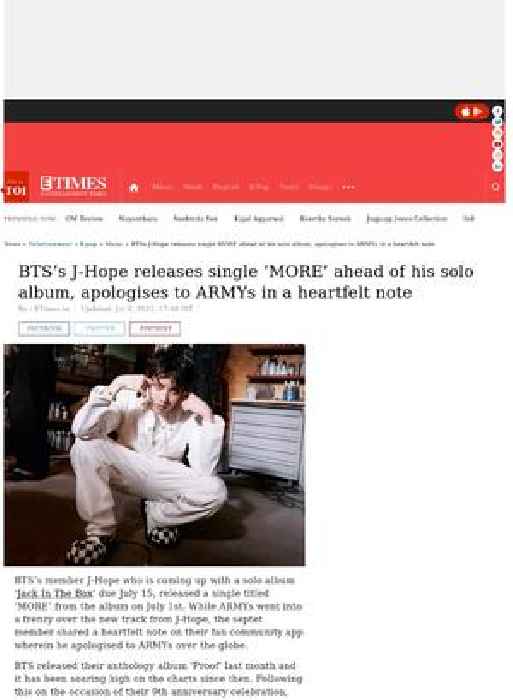 BTS’s J-Hope releases single ‘MORE’