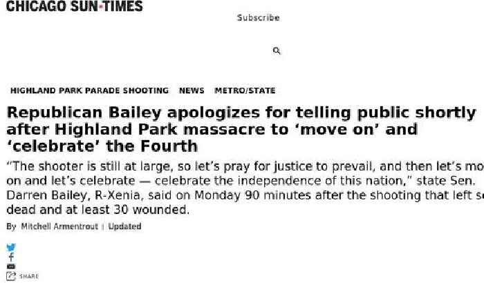 Illinois GOP gov candidate Darren Bailey tells people to ‘move on’ after Highland Park shooting