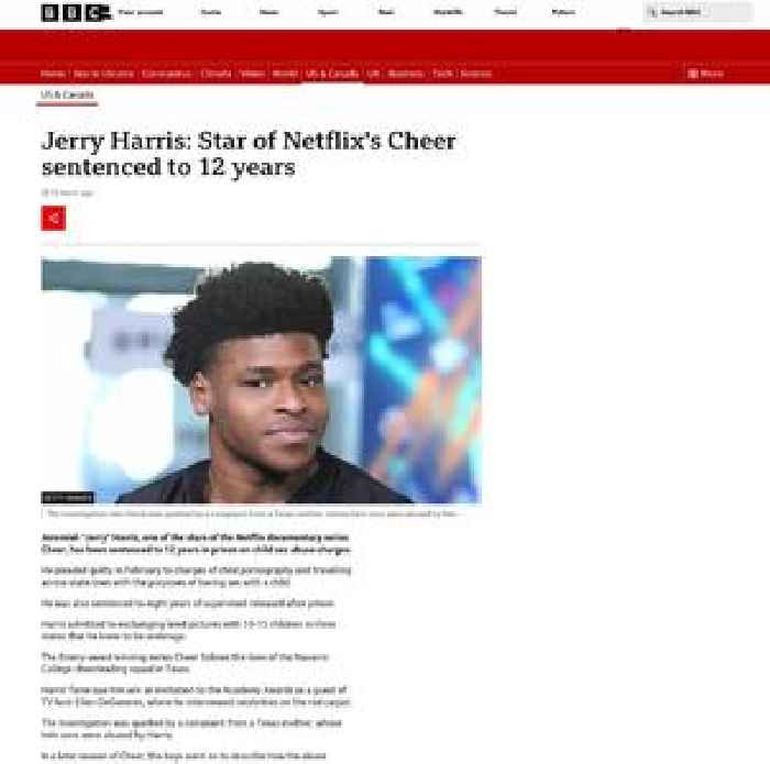Jerry Harris: Star of Netflix's Cheer sentenced to 12 years