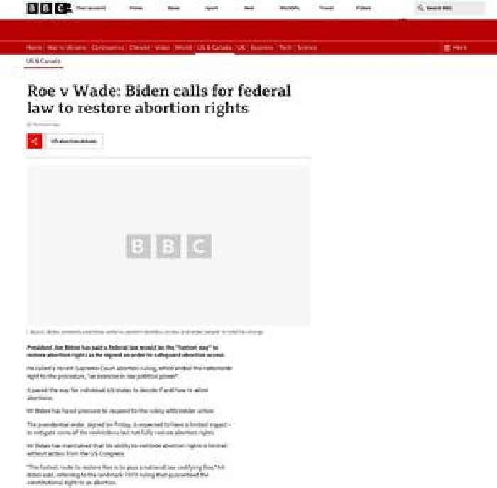 Roe v Wade: Biden calls for federal law to restore abortion rights