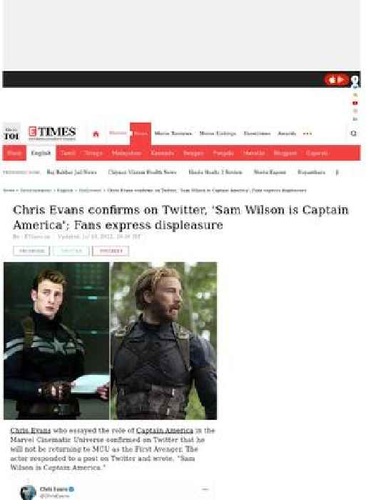 Chris will not return as Captain America