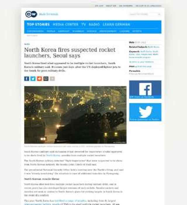 North Korea fires suspected rocket launchers, Seoul says