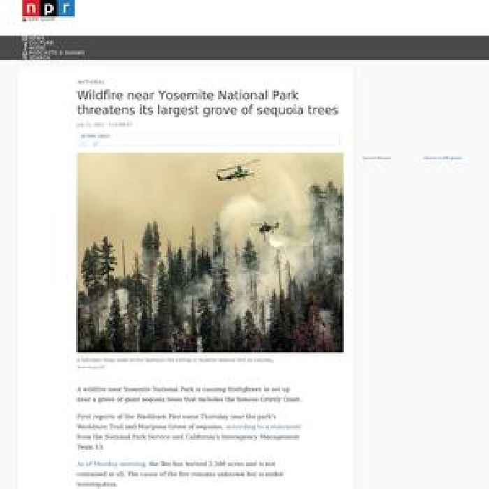 Wildfire near Yosemite National Park threatens its largest grove of sequoia trees