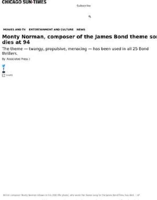 Monty Norman dead: composer of the James Bond theme was 94
