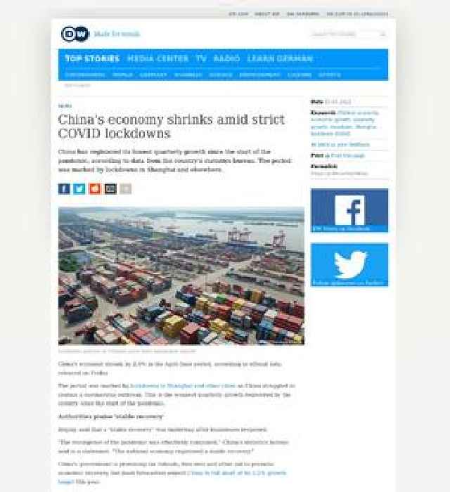 China's economy shrinks amid strict COVID lockdowns