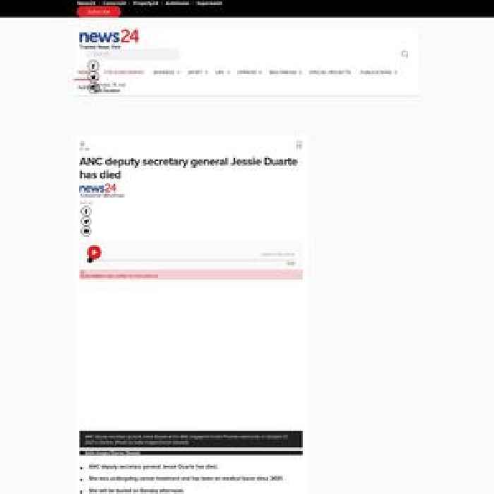 News24.com | ANC deputy secretary general Jessie Duarte has died