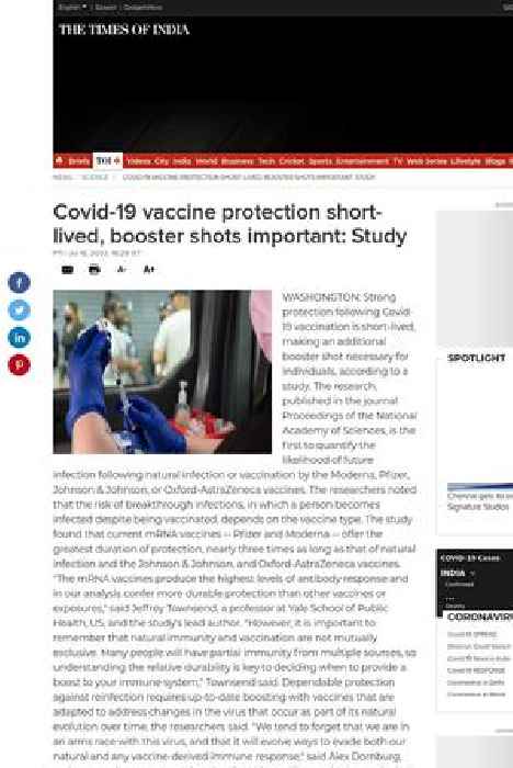Covid-19 vaccine protection short-lived, booster shots important: Study