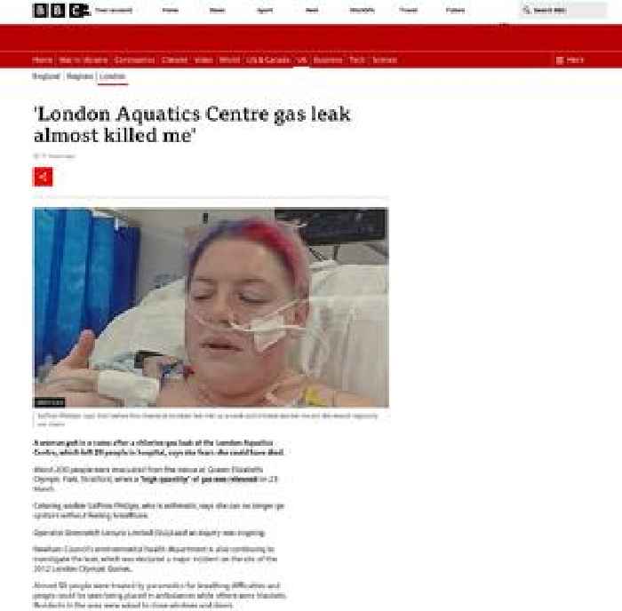 'London Aquatics Centre gas leak almost killed me'
