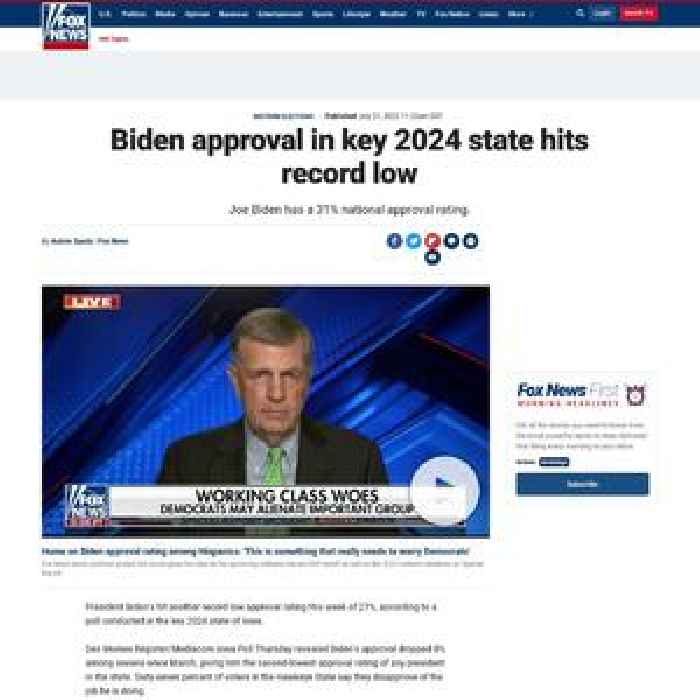 Biden approval in key 2024 state hits record low