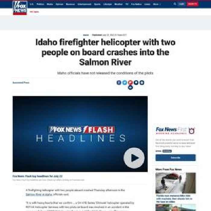 Idaho firefighter helicopter with two people on board crashes into the Salmon River