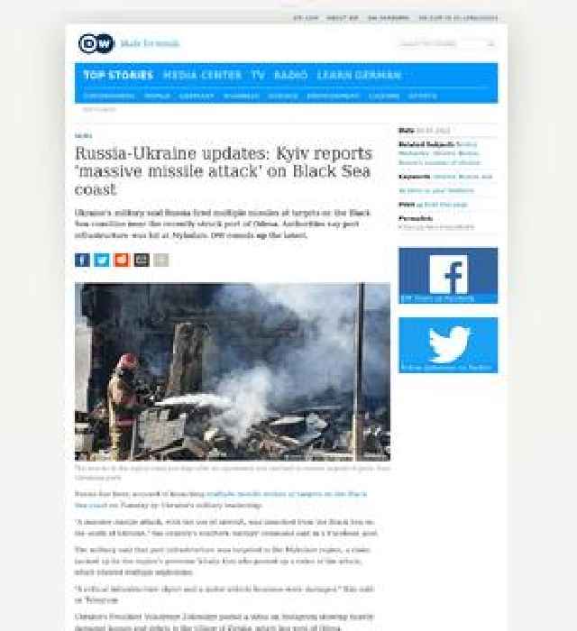 Russia-Ukraine updates: Kyiv reports 'massive missile attack' on Black Sea coast