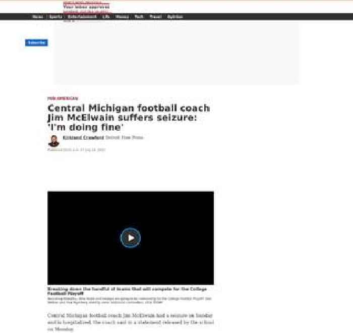 Central Michigan football coach Jim McElwain suffers seizure: 'I'm doing fine'
