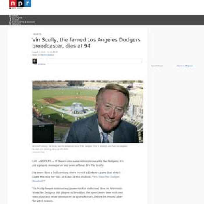 Vin Scully, the famed Los Angeles Dodgers baseball broadcaster, has died