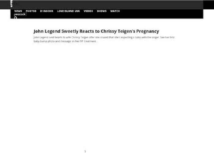 John Legend Sweetly Reacts to Chrissy Teigen's Pregnancy