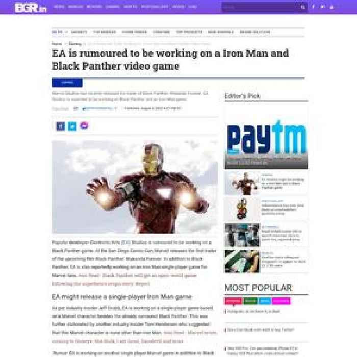EA is rumoured to be working on a Iron Man and Black Panther video game