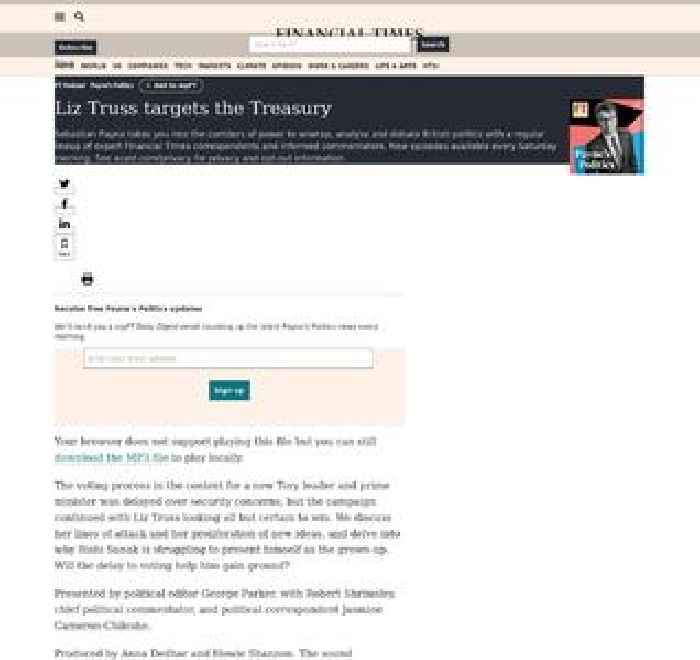 Liz Truss targets the Treasury