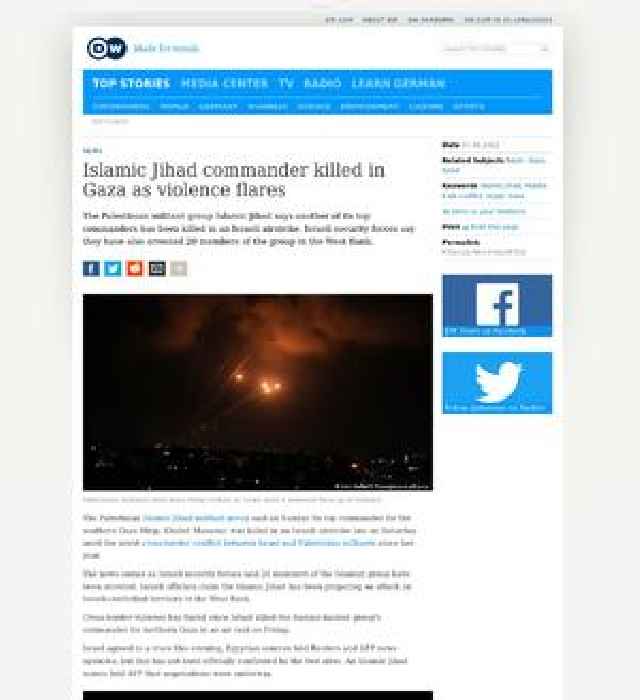 Islamic Jihad commander killed in Gaza as violence flares