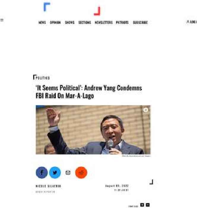 ‘It Seems Political’: Andrew Yang Condemns FBI Raid On Mar-A-Lago