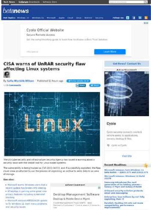 CISA warns of UnRAR security flaw affecting Linux systems