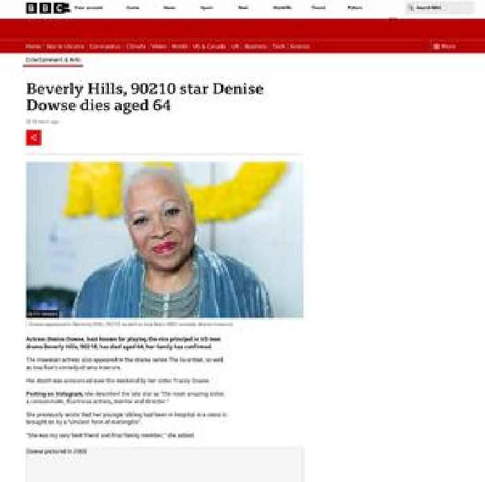 Beverly Hills, 90210 star Denise Dowse dies aged 64
