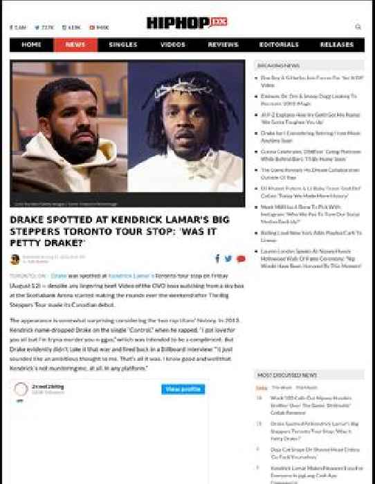 Drake Spotted At Kendrick Lamar's Big Steppers Toronto Tour Stop: 'Was It Petty Drake?'