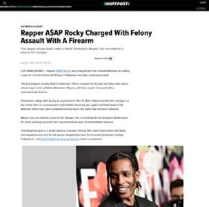 

    Rapper A$AP Rocky Charged With Felony Assault With A Firearm

