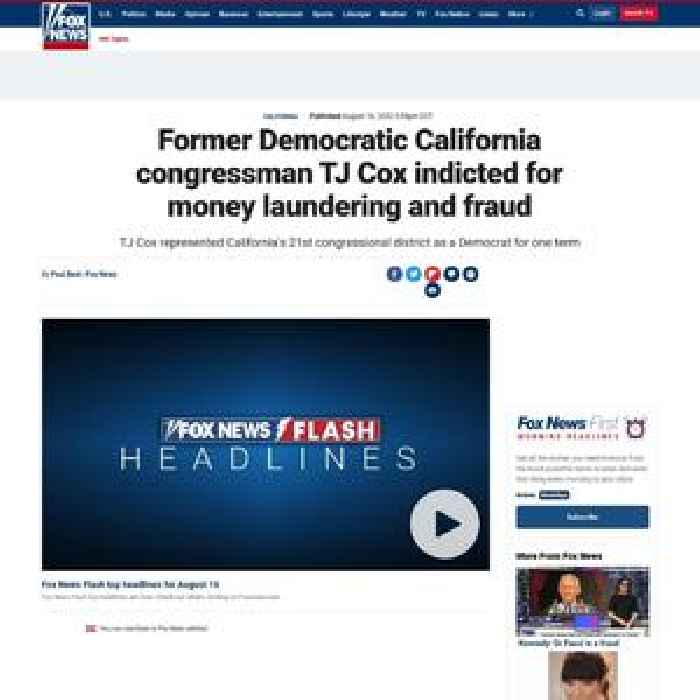 Former Democratic California congressman TJ Cox indicted for money laundering and fraud