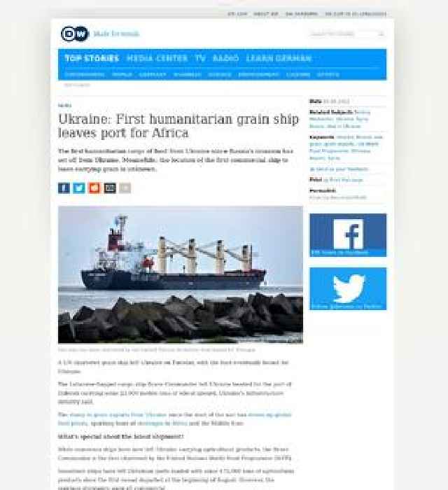 Ukraine: First humanitarian grain ship leaves port for Africa