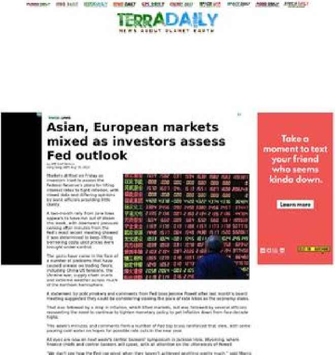 Asian, European markets mixed as investors assess Fed outlook