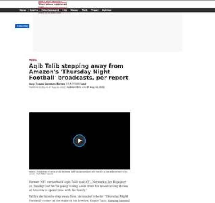 Aqib Talib stepping away from Amazon's 'Thursday Night Football' broadcasts, per report