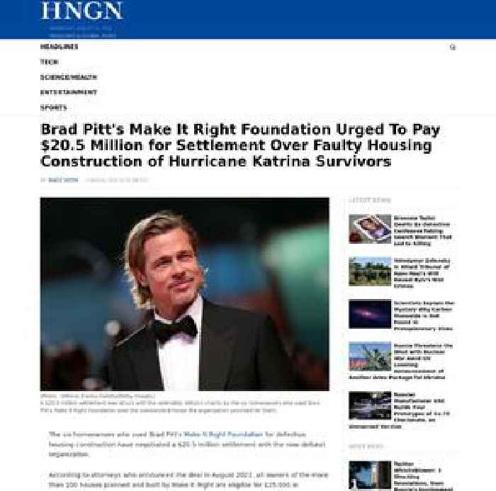 Brad Pitt's Make It Right Foundation Urged To Pay $20.5 Million for Settlement Over Faulty Housing Construction of Hurricane Katrina Survivors