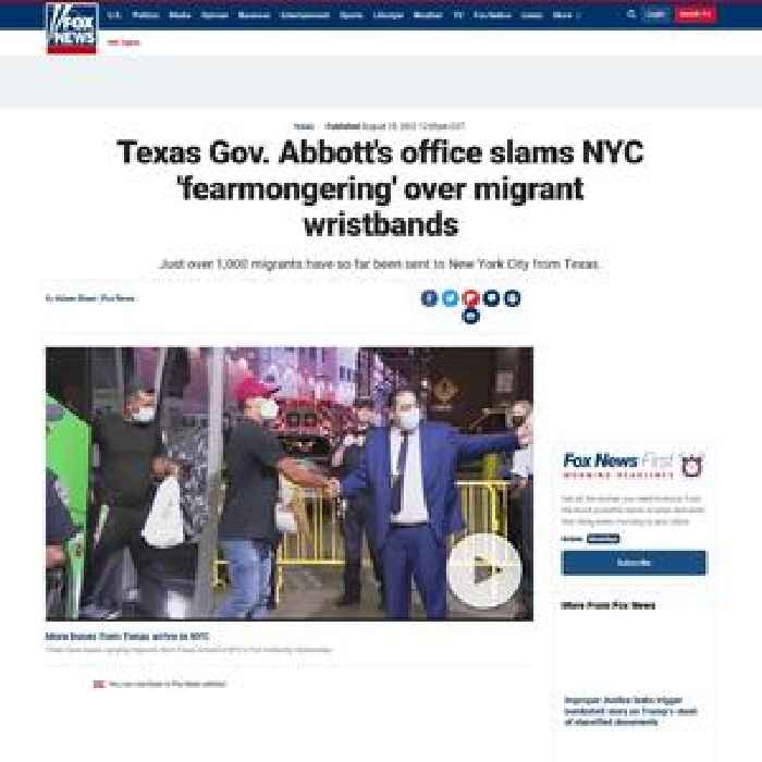 Texas Gov. Abbott's office slams NYC 'fearmongering' over migrant wristbands