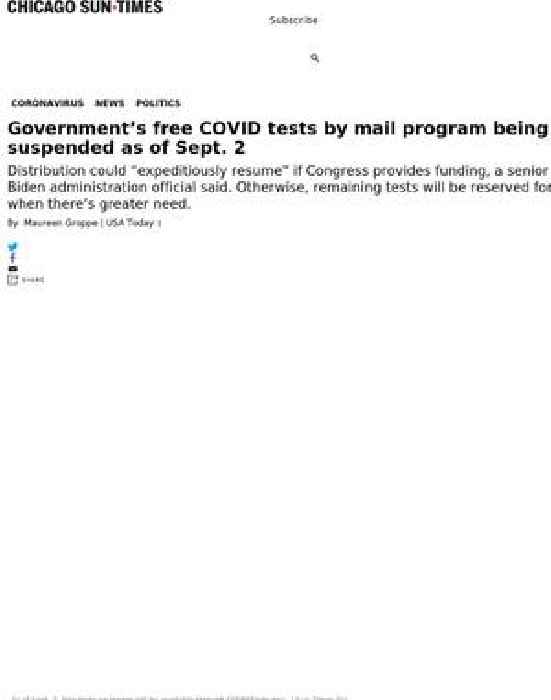 Free COVID test kits by mail program being suspended