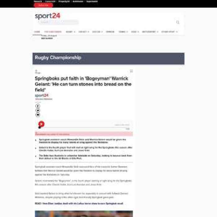 News24.com | Springboks put faith in 'Bogeyman' Warrick Gelant: 'He can turn stones into bread on the field'