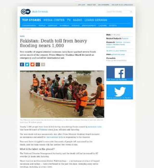 Pakistan: Death toll from heavy flooding nears 1,000