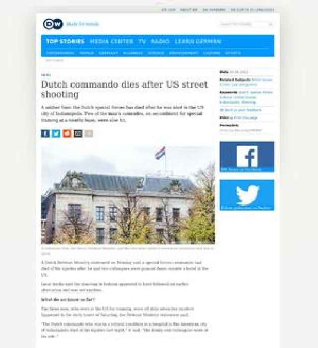 Dutch commando dies after US street shooting