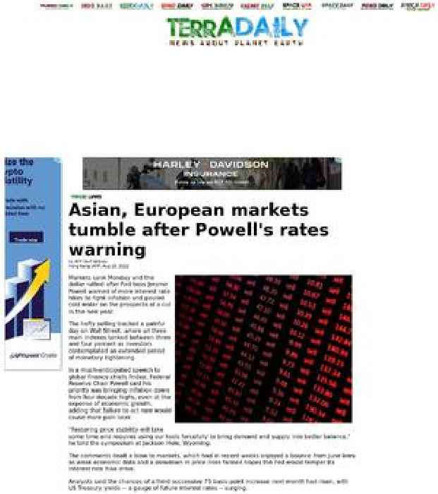 Asian, European markets tumble after Powell's rates warning